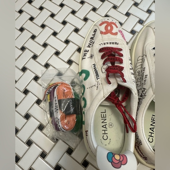 SOLD OUT 
Chanel Artistic White Sneakers with Red and Blue Accents - Picture 5 of 15